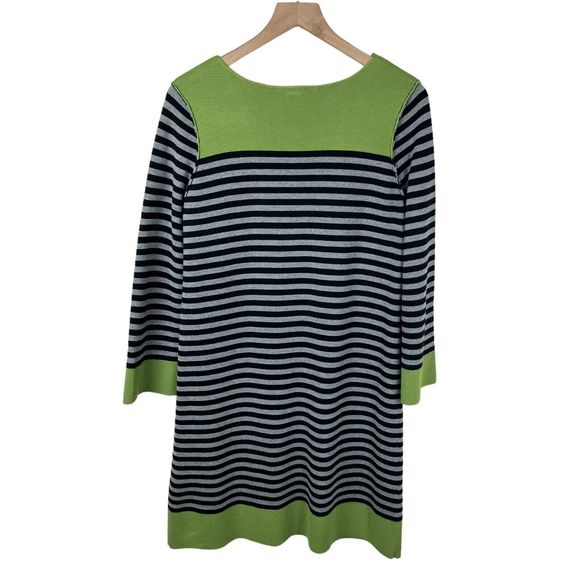 Eliza J Womens Green Gray Strip Colorblock Long Sleeve Sweater Shift Dress Large - Picture 2 of 6